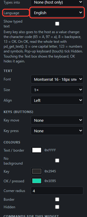 Keyboard settings: Language in a red box