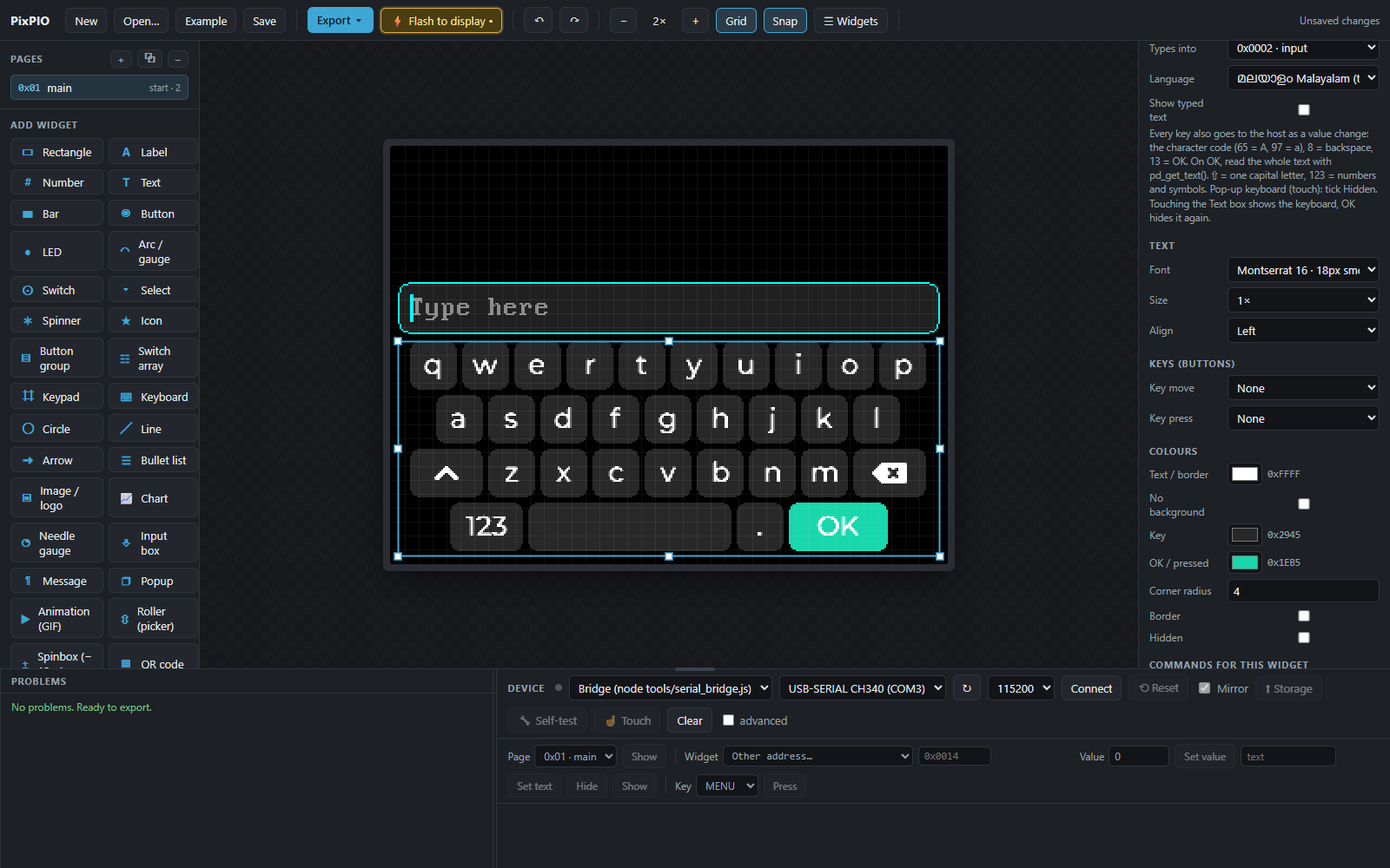 The Input box added above the keyboard
