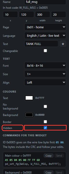 Label: Text TANK FULL, Hidden in red boxes