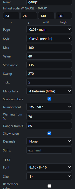 Needle gauge: Settings
