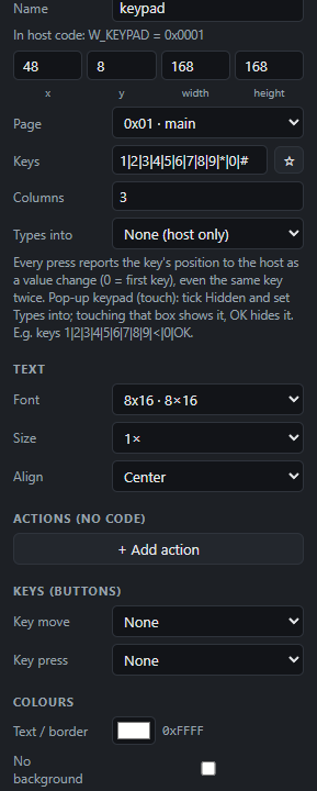 Keypad: Settings