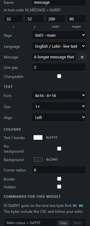 Message: Settings