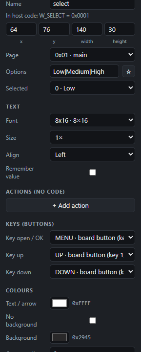 Select: Settings