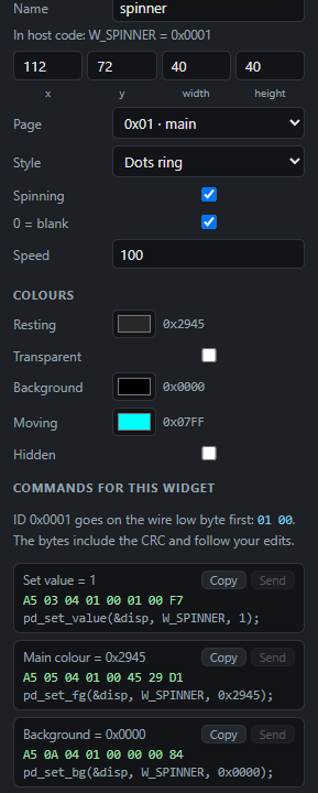 Spinner: Settings