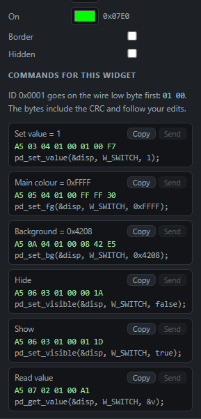 Switch: Commands: Send from the PC, Copy the code